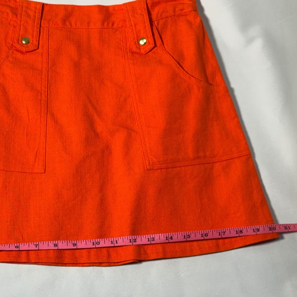 Topshop Mini Skirt Women 4 Orange A-Line Cotton Pocket Mod Summer Moto Y2K Retro - Picture 6 of 10